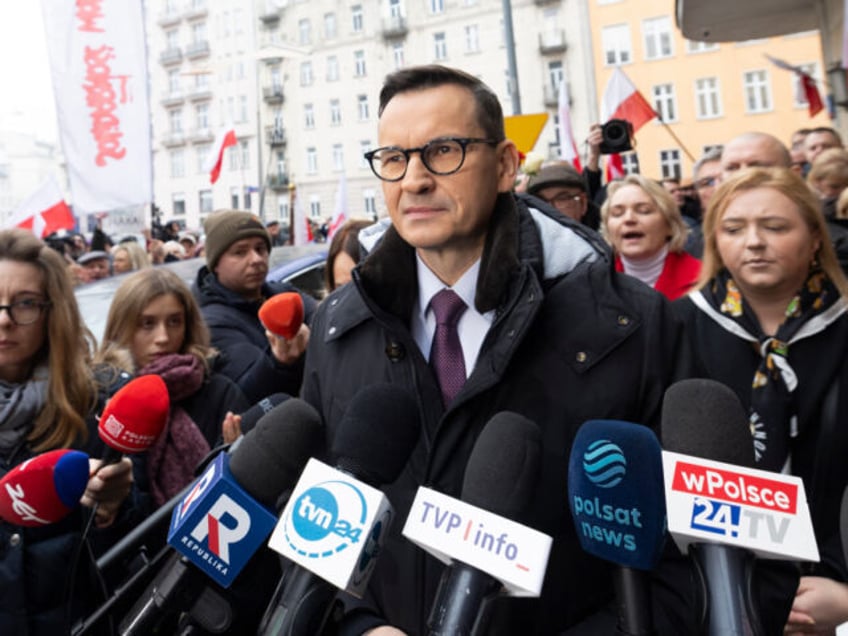 Poland's former Prime Minister Mateusz Morawiecki on his way to the prosecutor's