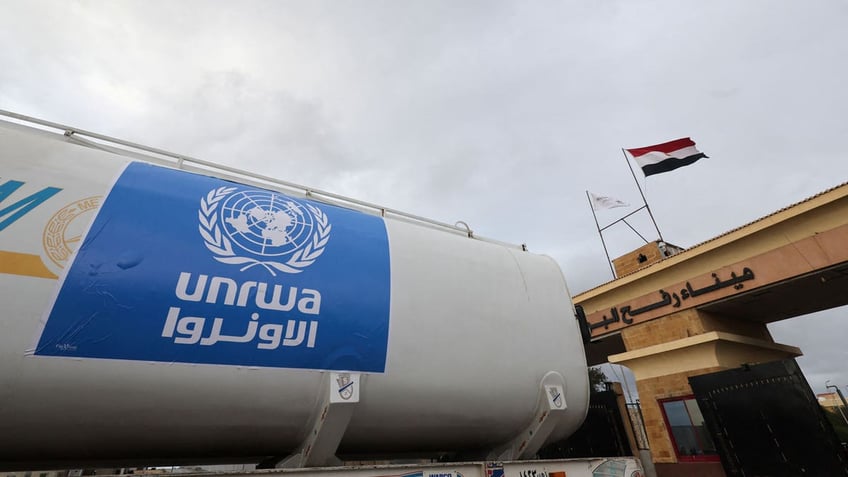 An UNRWA truck crosses into Egypt from Gaza