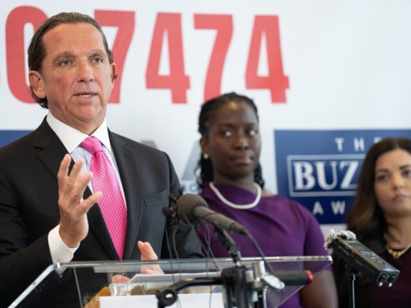 HOUSTON, TEXAS - OCTOBER 1: Houston lawyer Tony Buzbee holds a press conference at his off