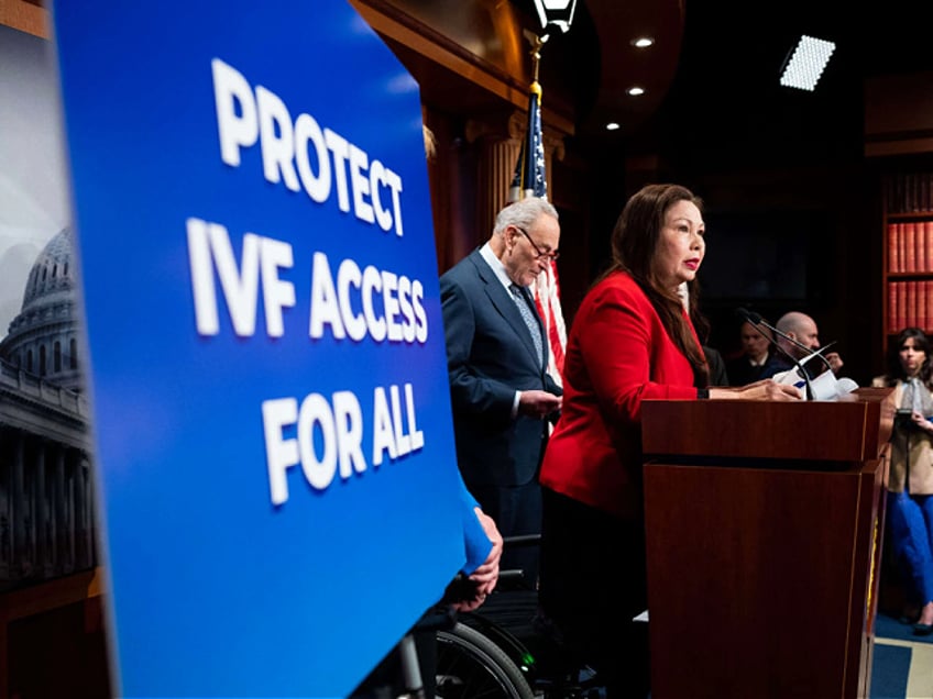 WASHINGTON - FEBRUARY 27: Sen. Tammy Duckworth, D-Ill., speaks during Senate Democrats' news conference in the Capitol on Tuesday, February 27, 2004, to discuss the Alabama Supreme Court ruling on in vitro fertilization (IVF) (Bill Clark/CQ-Roll Call, Inc via Getty Images)