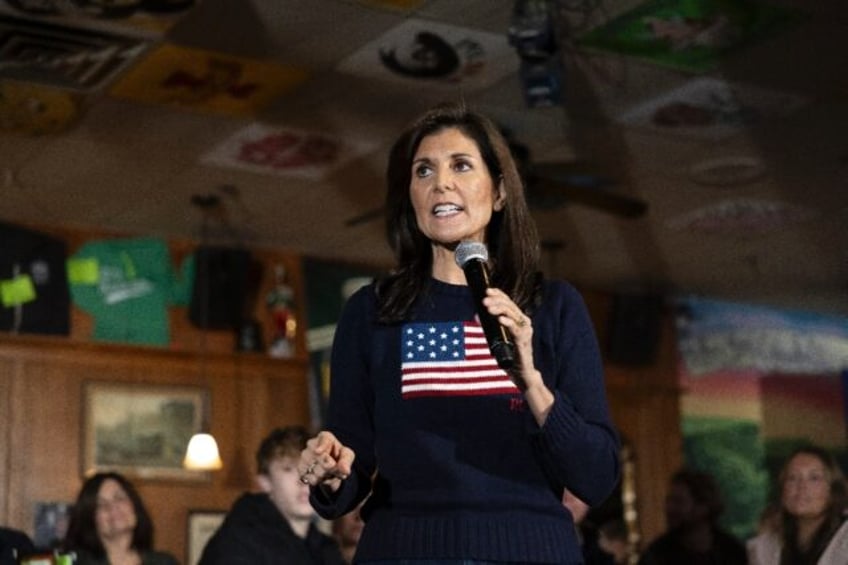 US Republican presidential candidate Nikki Haley speaks at a campaign stop on January 9, 2024, just days before the Iowa caucuses, the first state nomination contest in the race for the White House