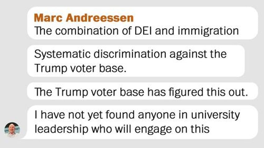 leaked messages reveal andreessens fury universities declared war on 70 of the country