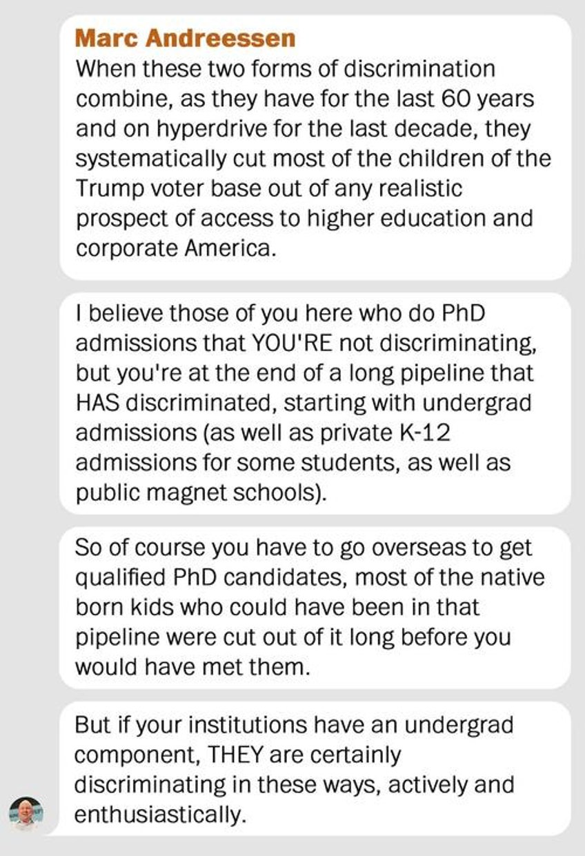 leaked messages reveal andreessens fury universities declared war on 70 of the country