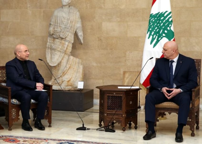 Lebanese President Joseph Aoun (R), seen as close to the West, in his meeting with Iranian