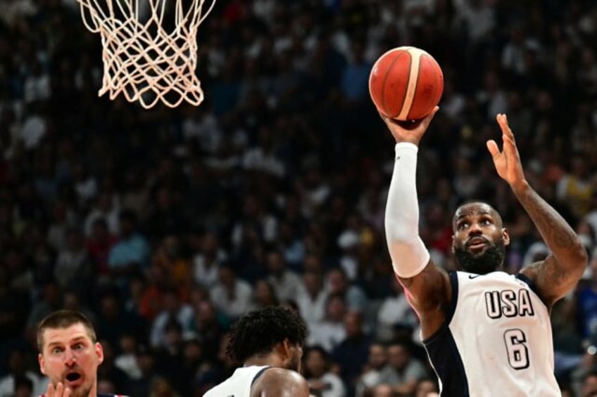 LeBron James in action during the pre-Olympics Basketball Showcase match between the Unite