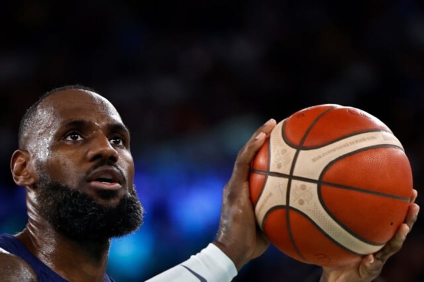 LeBron James takes a free throw in the United States' quarter-final victory over Brazil in