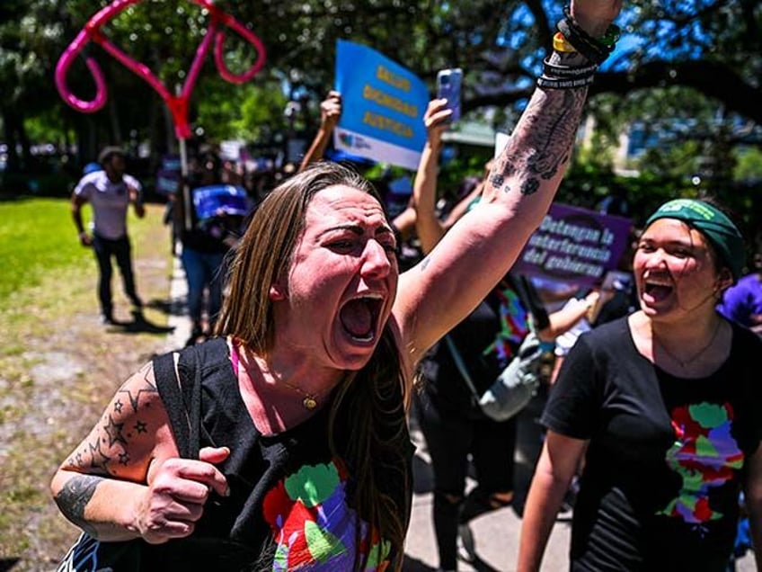 Pro-abortion rights activists participate in the "Rally for Our Freedom" to protect aborti