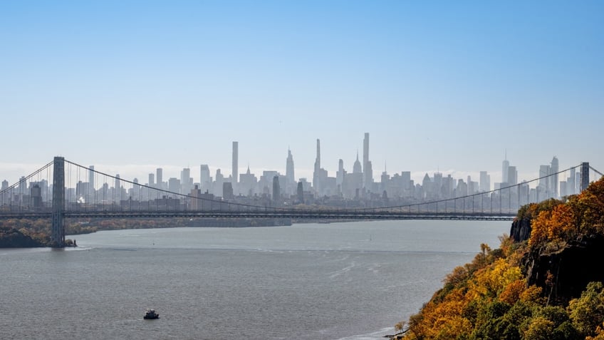 George Washington Bridge with Manhattan in background