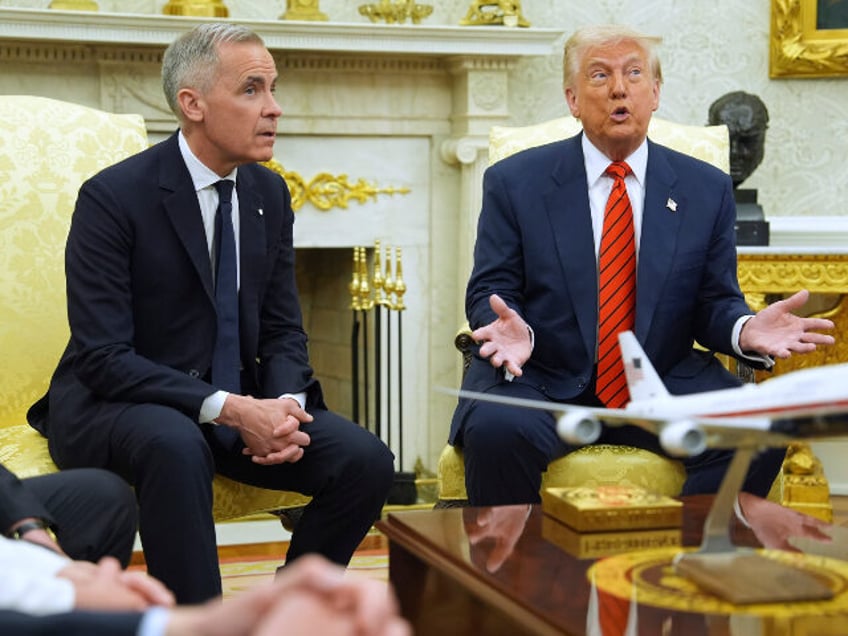 President Donald Trump meets Canadian Prime Minister Mark Carney in the Oval Office of the