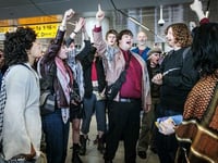 Leftist Protesters Attempting 