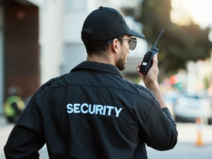 security guard on radio