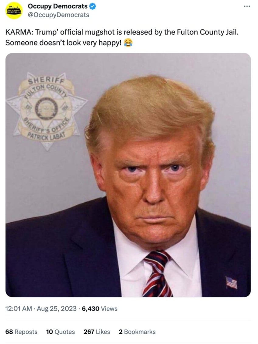 leftists duped into posting fake trump mugshot on social media