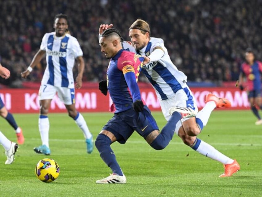 Barcelona's Raphinha struggled to find a way through against a sturdy Leganes defence on S