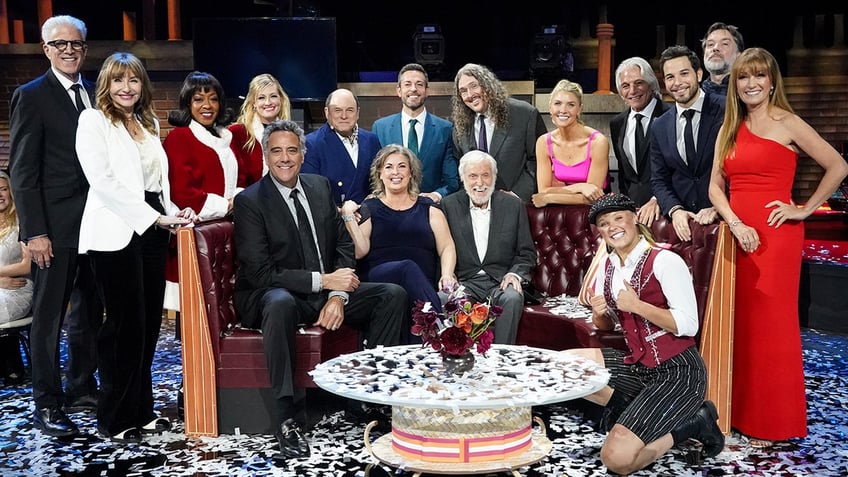 Dick Van Dyke surrounded by colleagues at the Dick Van Dyke: 98 Years of Magic special. 
