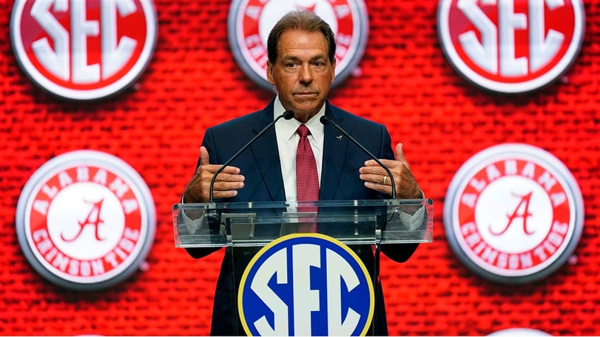 Nick Saban of Alabama speaks at SEC Media Days