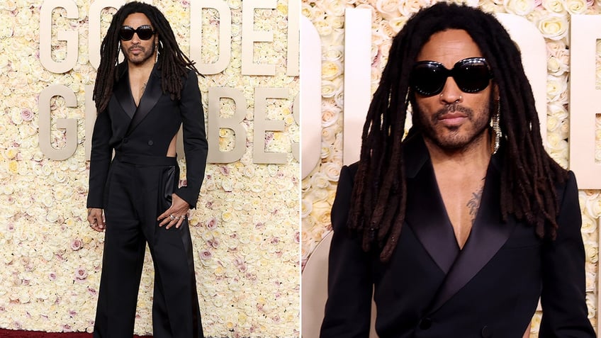 Lenny Kravitz poses at the Golden Globes