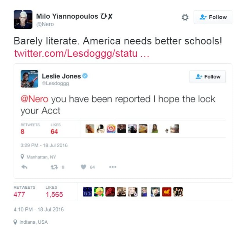 leslie jones was punching down on twitter trolls for hours before milo ever mentioned her