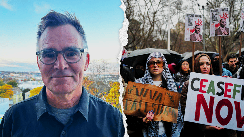 Rabbi Andy Bachman and anti-Israel protesters