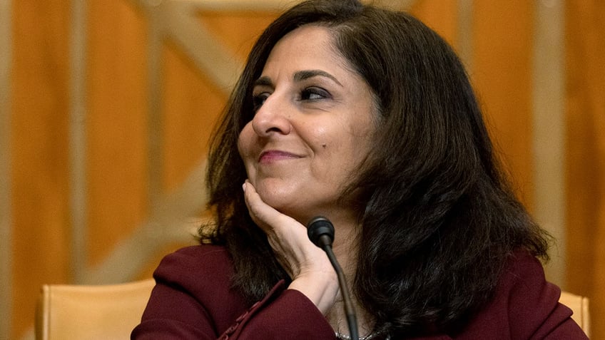 Neera Tanden appears beofre a Senate Committee on the Budget hearing on Capitol Hill on Feb. 10, 2021.