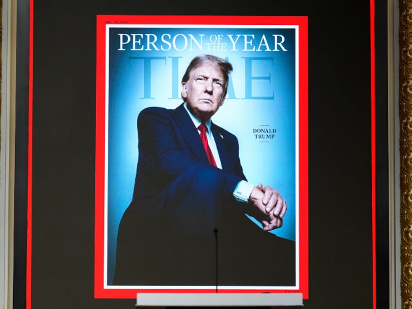 The cover of Time magazine's Person of the Year shows President-elect Donald Trump be