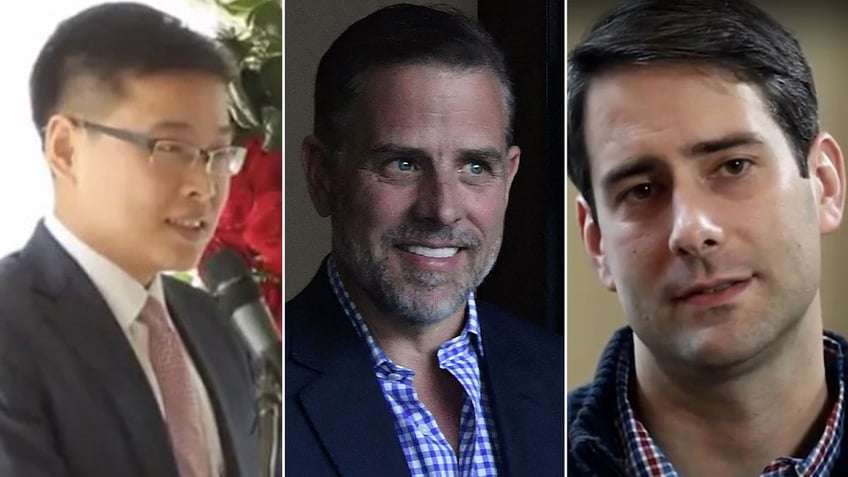 Bo Zhang, Hunter Biden and Fran Person split image