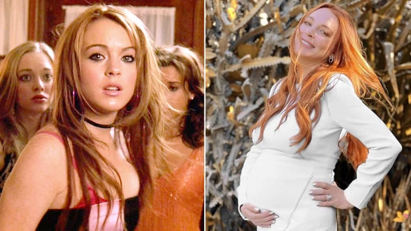 lindsay lohan in mean girls/lindsay lohan showing off baby bump