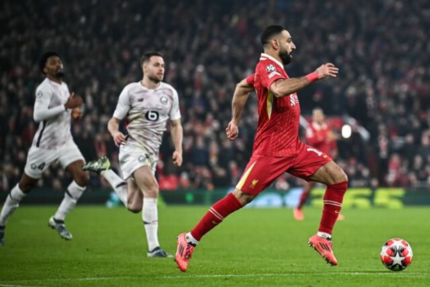 Mohamed Salah (R) was on target as Liverpool beat Lille 2-1 at Anfield in the Champions Le