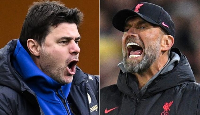 Chelsea boss Mauricio Pochettino (L) and Liverpool manager Jurgen Klopp (R)