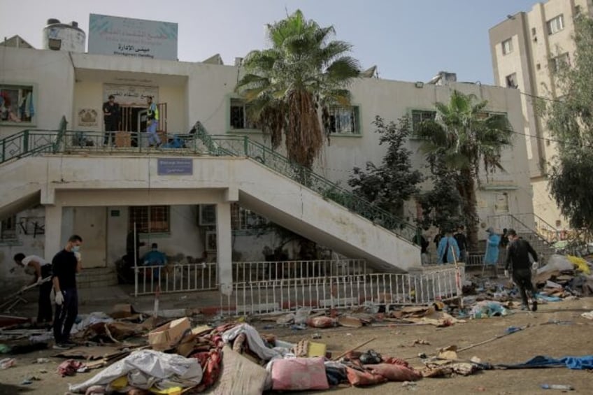 The scene of damage outside the Al-Shifa hospital on November 26 after Israeli forces withdrew