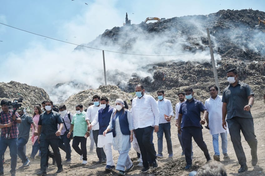 living here is such a disaster indian locals lament yet another massive landfill fire