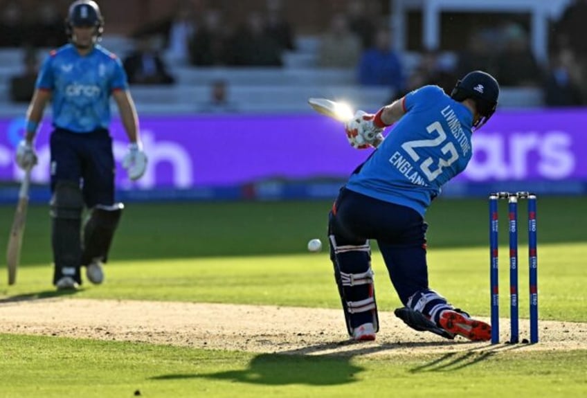 Quickfire innings: England's Liam Livingstone on the attack during his 62 not out in the f