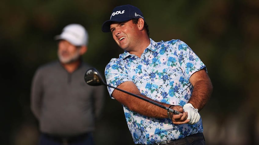 Patrick Reed plays the 10th hole during the Pro-prior to the Hero Dubai Desert Classic