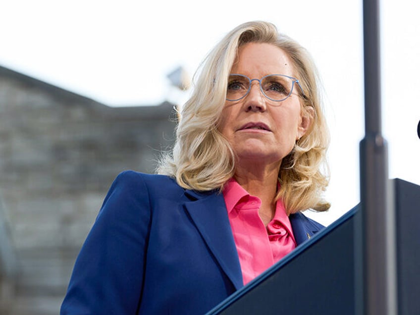 Vice President Kamala Harris gives remarks at a campaign event with Liz Cheney in Ripon, W