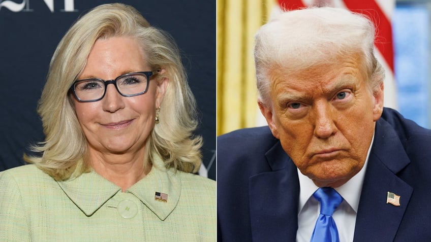 Left: Former Rep. Liz Cheney; Right: President Donald Trump