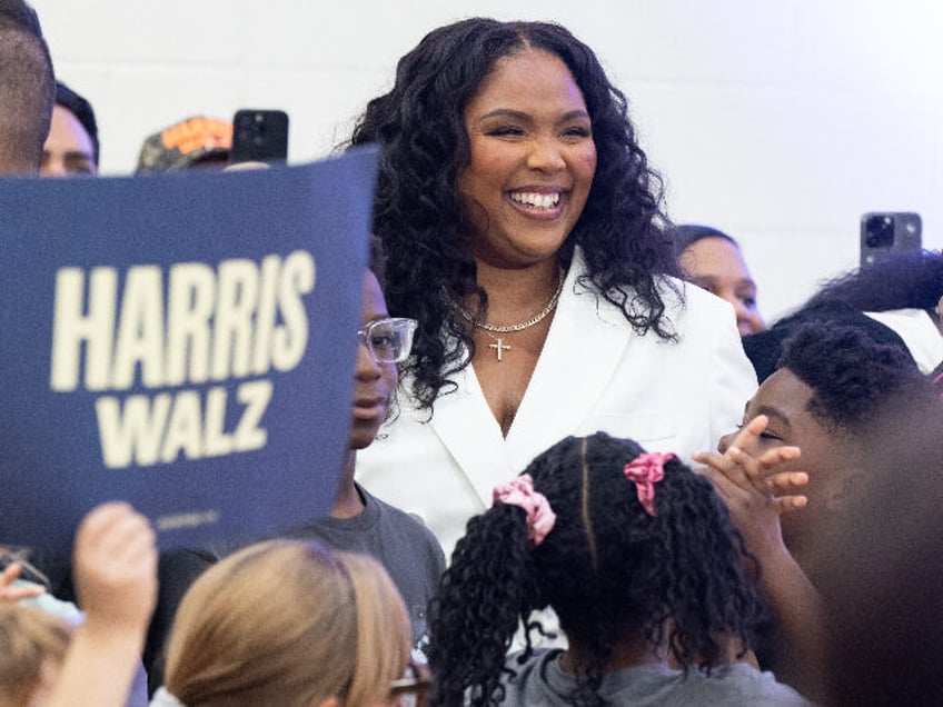 US singer Lizzo attends a get out the vote campaign rally with Vice President and Democrat