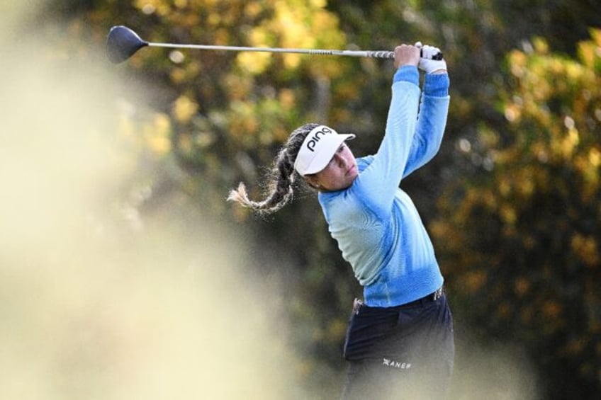 American Malia Nam hits a tee shot on the way to the 36-hole lead in the LPGA Seri Pak Cha