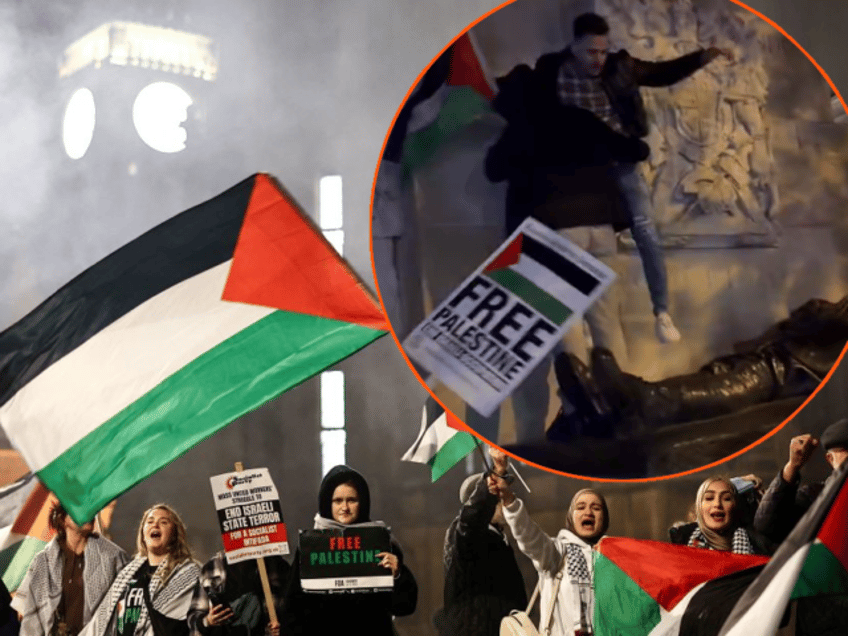 london police claim they were powerless to act as palestine protesters stormed war memorial