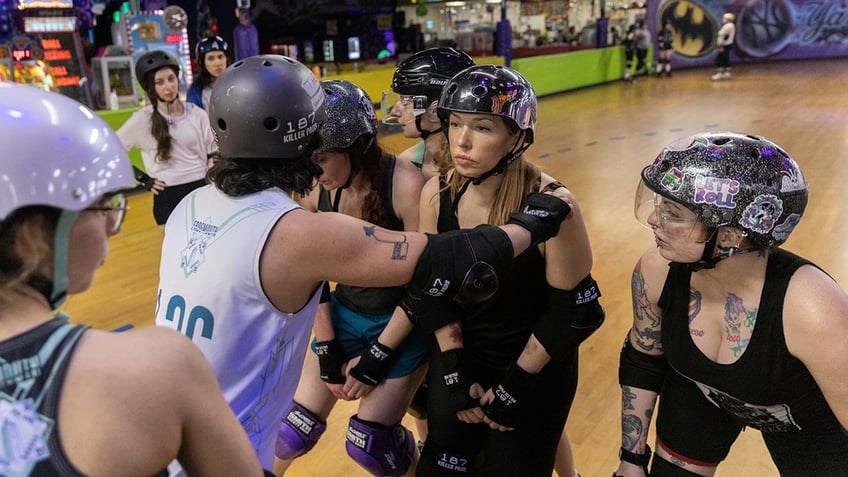 Long Island Roller Rebels practice on rink