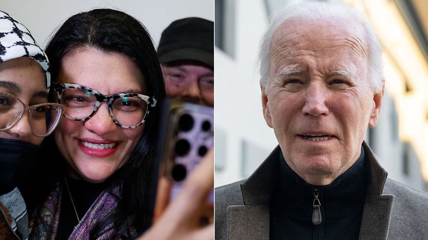 Tlaib and Biden split image