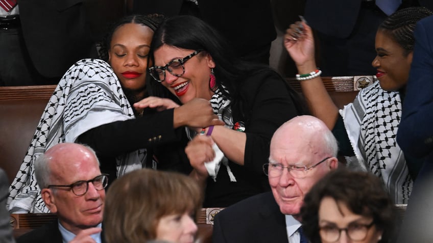 Rep. Summer Lee hugs Rep. Rashida Tlaib