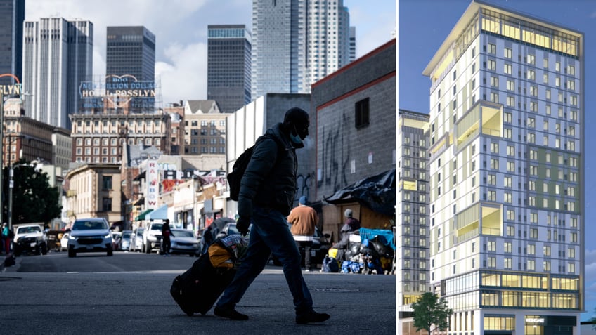 Homeless tower in Skid Row California