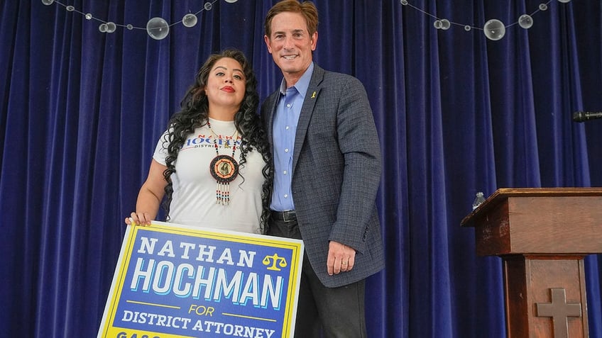 Nathan Hochman with a supporter