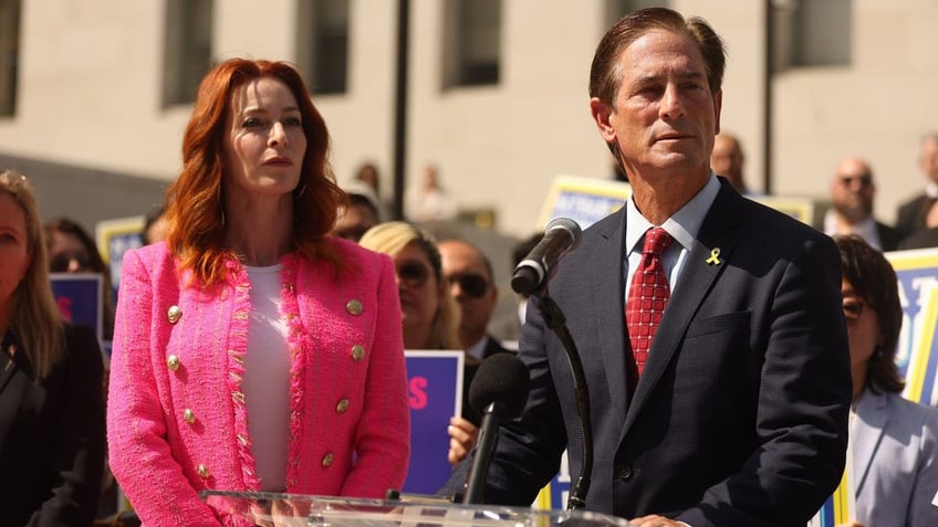 District Attorney Candidate Nathan Hochman speaks alongside Actress Esme Bianco