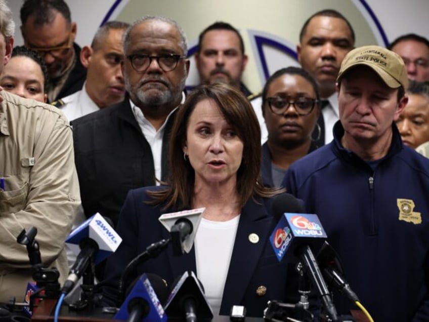 NEW ORLEANS, LOUISIANA - JANUARY 01: Attorney General of Louisiana Liz Murrill speaks to t