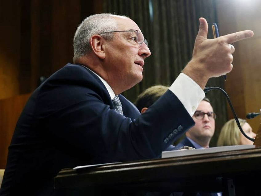 Louisiana Gov. John Bel Edwards testifies before the S,enate Budget Committee at the Dirksen Senate Office Building on July 26, 2023, in Washington, DC. The Committee held the hearing to examine the fiscal consequences of climate change on infrastructure. (Kevin Dietsch/Getty)