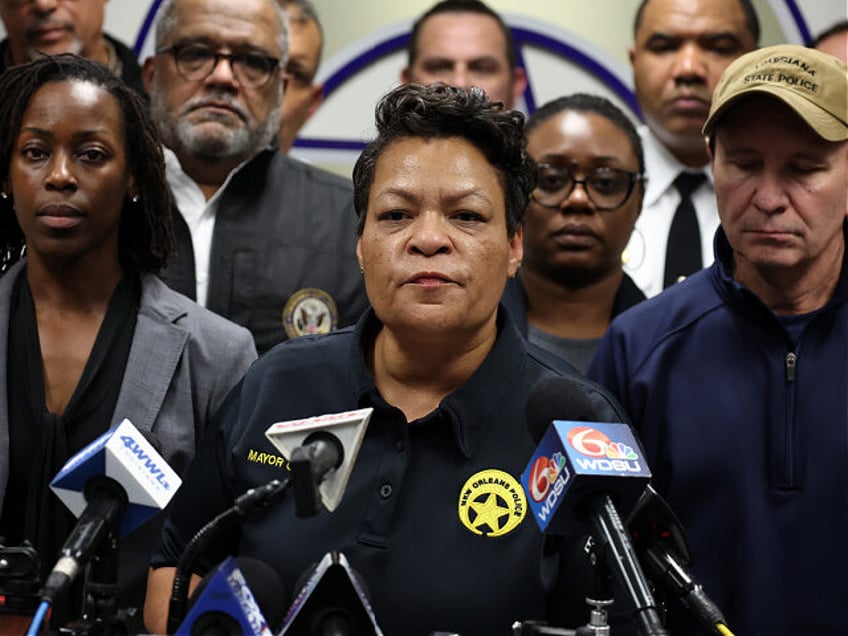 NEW ORLEANS, LOUISIANA - JANUARY 01: New Orleans Mayor LaToya Cantrell speaks to the media