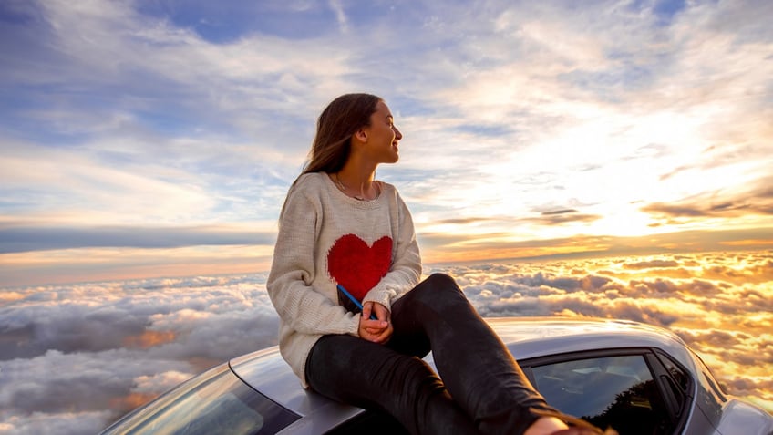 Woman heart sweater