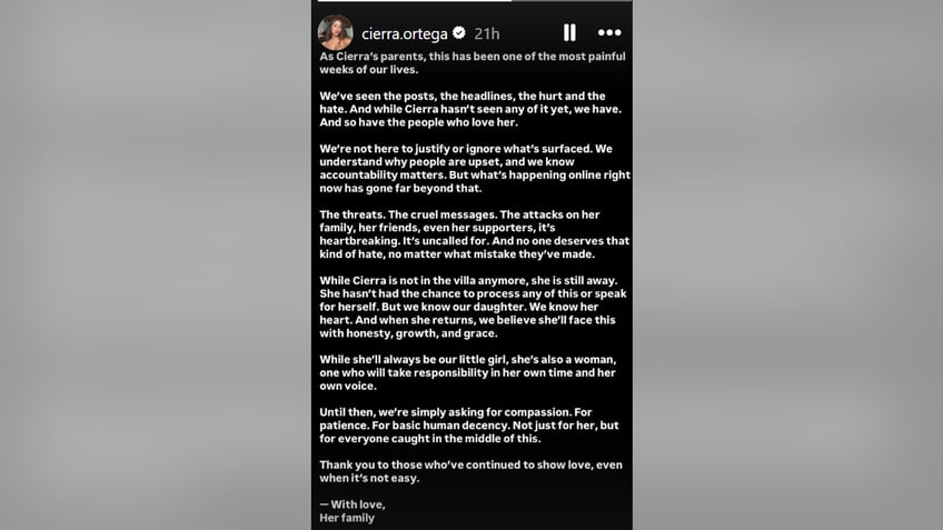 Cierra Ortega Instagram story