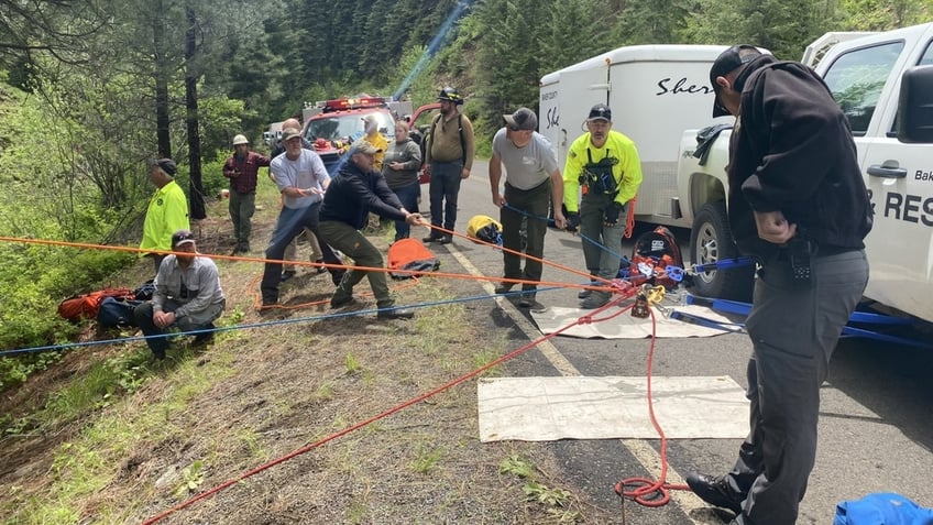 Authorities working at crash scene