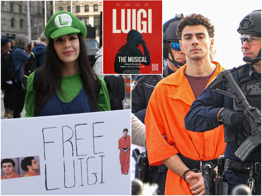 A protestor outside Manhattan Federal Court April 25, 2025 to attend court as Luigi Mangio